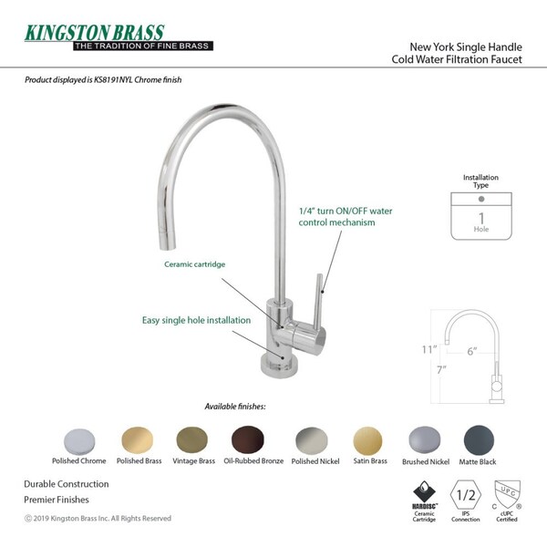 KS8195NYL New York Single-Handle Cold Water Filtration Faucet, Bronze